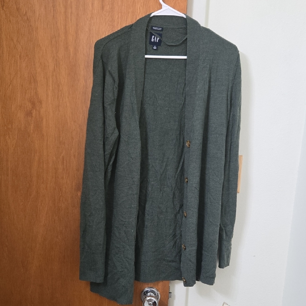 GAP Olive Green Long-Sleeve Button Cardigan